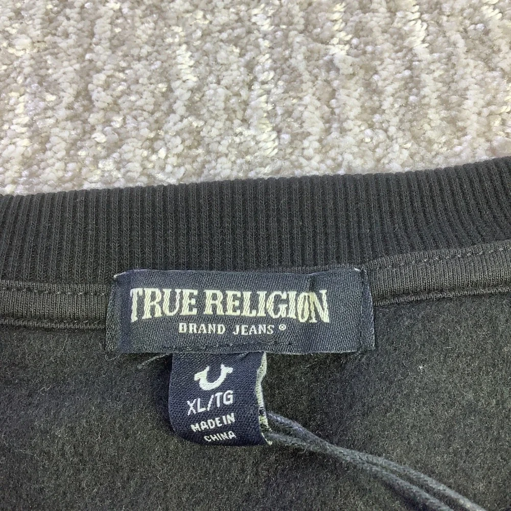True Religion BF Crew Neck Fashion Pullover Sweatshirt Jet Black XL NWT‎